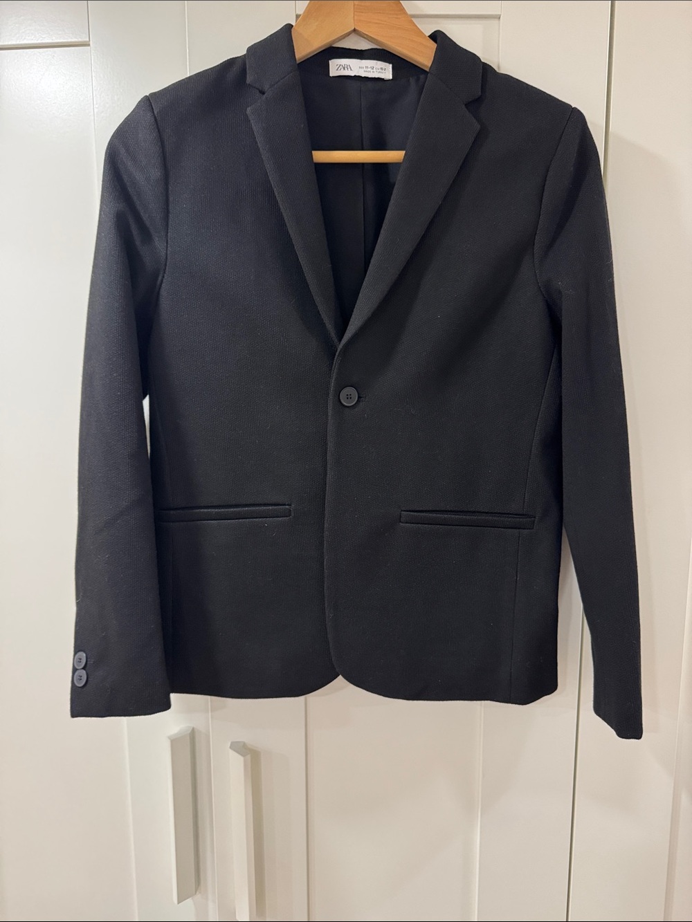 Zara Kids Black Single-Button Notch Lapel Blazer